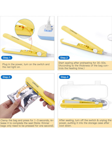 Mini Sello de Bolsa Karidge KY-1602 Amarillo para Snacks