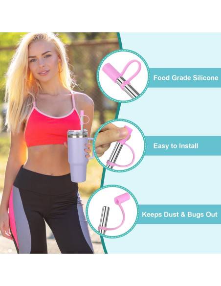 Juego de Popotes Reutilizables de Acero Inoxidable DKYEUD 6 PCS