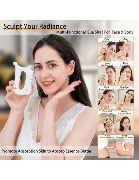 Herramienta Gua Sha Cerámica 4-en-1 Aurift para Masaje Facial Herramienta Gua Sha Cerámica 4-en-1 Aurift para Masaje Facial