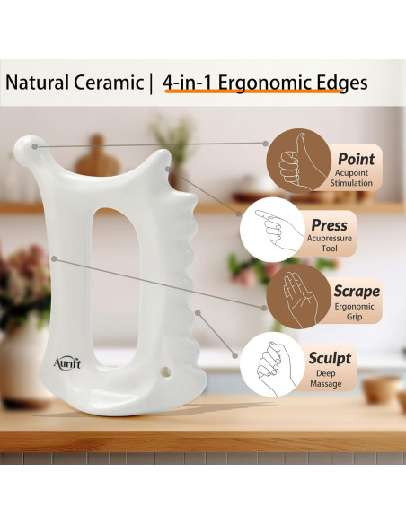 Herramienta Gua Sha Cerámica 4-en-1 Aurift para Masaje Facial Herramienta Gua Sha Cerámica 4-en-1 Aurift para Masaje Facial