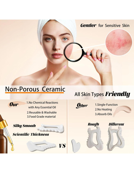 Herramienta Gua Sha Cerámica 4-en-1 Aurift para Masaje Facial Herramienta Gua Sha Cerámica 4-en-1 Aurift para Masaje Facial