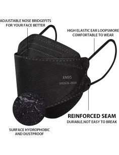 Mascarillas KN95 Borje Adultos 50 Unidades Negra 5 Capas 2