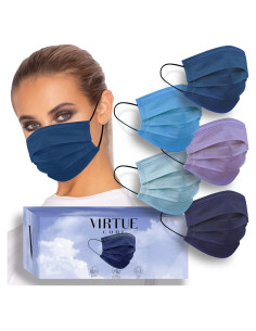 Mascarillas Desechables VIRTUE CODE 3 Capas Suaves 50 Unidades
