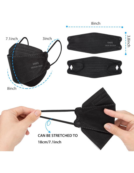 Mascarillas KN95 Borje Adultos 50 Unidades Negra 5 Capas