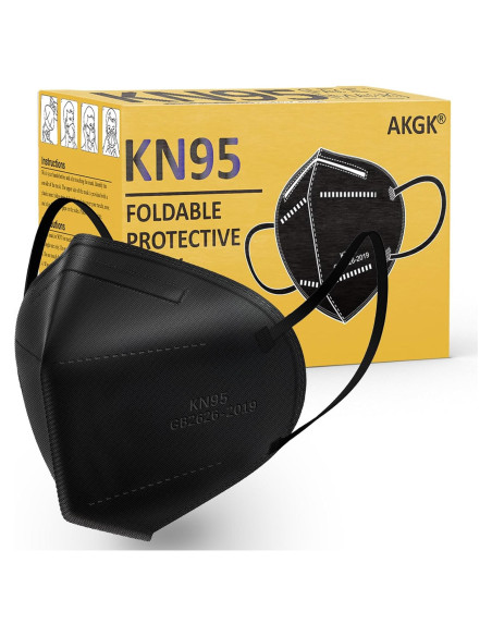 Mascarillas KN95 akgk 50 PCS Negras 5 Capas Transpirables