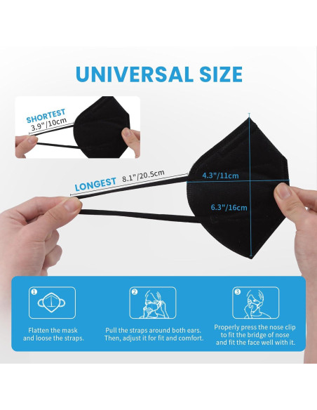 Mascarillas KN95 akgk 50 PCS Negras 5 Capas Transpirables