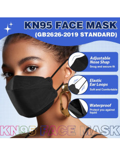 Mascarillas KN95 XDX Paquete de 100 Negras 5 Capas Adultos 2