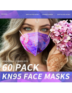 Mascarillas KN95 AHOTOP 60 Paquetes Floral Multicolor 5 Capas 2