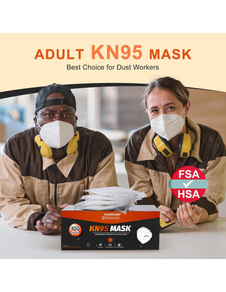 Mascarillas KN95 Desechables Adultos - Paquete 100 Unidades 5 Capas