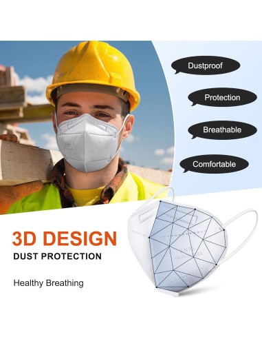 Mascarillas KN95 Desechables Adultos - Paquete 100 Unidades 5 Capas