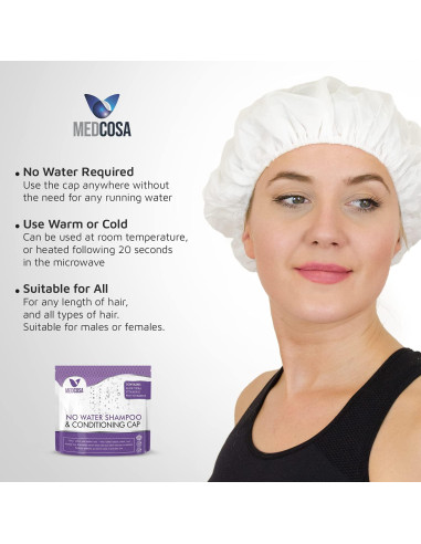 Gorro de Champú Sin Enjuague Medcosa - 5 Unidades con Aloe Vera