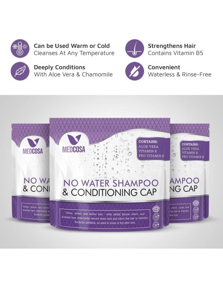 Gorro de Champú Sin Enjuague Medcosa - 5 Unidades con Aloe Vera