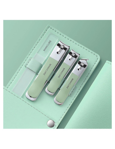 Juego de Manicura 4 Piezas NEMIBAD Acero Inoxidable Verde