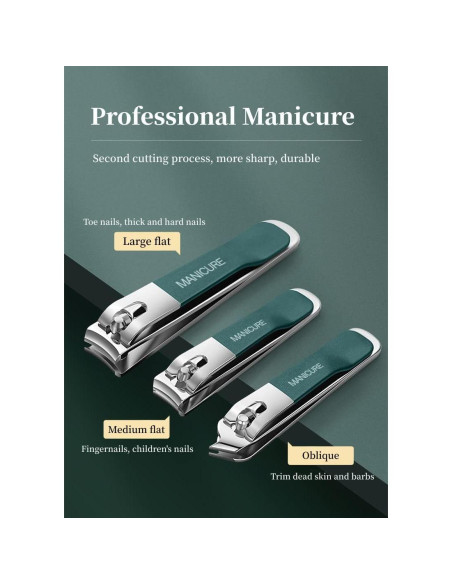 Juego de Manicura 4 Piezas NEMIBAD Acero Inoxidable Verde