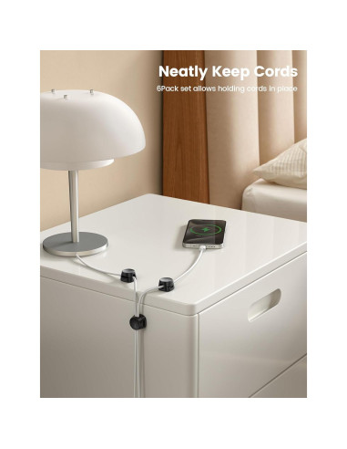 Organizador de Cables Lamicall 6Pack Clips Adhesivos Negro