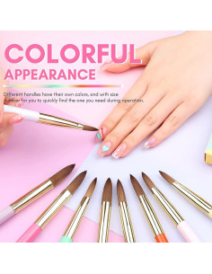 Juego de 9 Brochas Acrílicas para Uñas MAGIC ARMOR - Tamaños 4 a 20 2