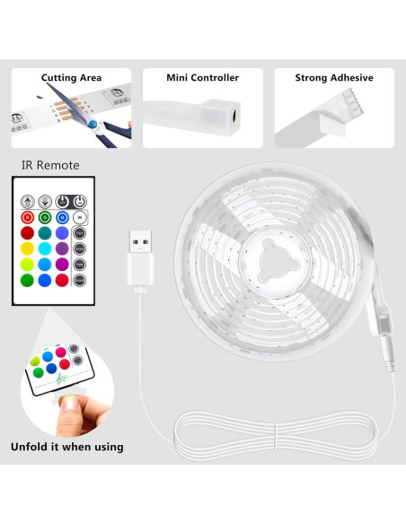 Luces de tira LED PANGTON VILLA 2.5m para TV 101-152cm