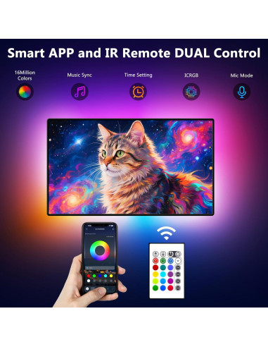 Luces de tira LED PANGTON VILLA 2.5m para TV 101-152cm