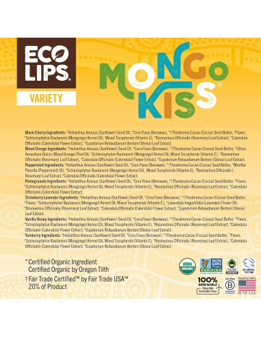 Bálsamo Labial Orgánico Eco Lips Mongo Kiss 7 Pack - Hidratante