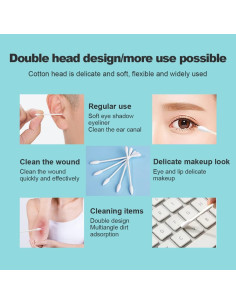 Hisopos de Algodón Doble Punta Le Miju 200 Unidades Viaje 2