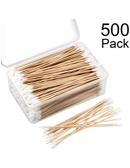 Bastones de Algodón Norme 15 cm - 500 Pcs con Mango de Madera