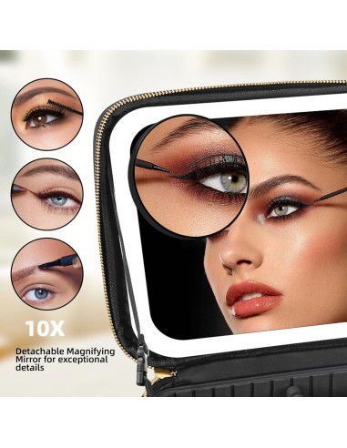 Estuche de Maquillaje RRtide con Espejo LED y Divisores Ajustables