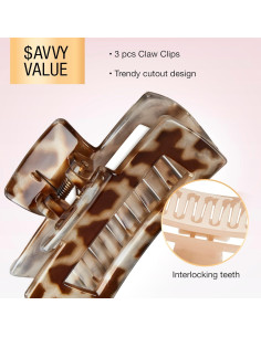 Clips de Garra Scunci de Conair - 3 Unidades - Tortuga, Topo, Jirafa 2