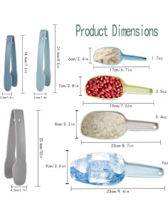 Juego de 4 Cucharas de Hielo y 3 Pinzas Wjwumha Multiusos 2