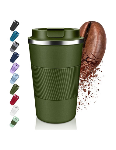 Taza de café aislada BAYTWA 12oz verde a prueba de fugas