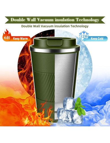 Taza de café aislada BAYTWA 12oz verde a prueba de fugas