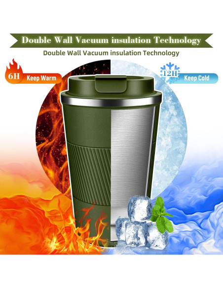 Taza de café aislada BAYTWA 12oz verde a prueba de fugas Taza de café aislada BAYTWA 12oz verde a prueba de fugas