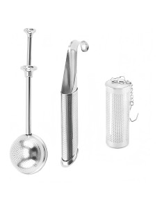 Juego de 3 Infusores de Té Acero Inoxidable SURVART 18x5 cm