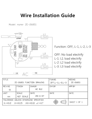 Interruptor de Ventilador de Techo Zing Ear ZE-268S1 3 Velocidades 4 Cables