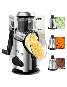 Rallador de Queso Rotativo Airpro con 3 Cuchillas de Acero Inoxidable