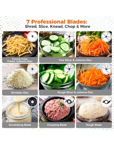 Procesador de Alimentos Homtone 16 Tazas 9 en 1 600W Blanco