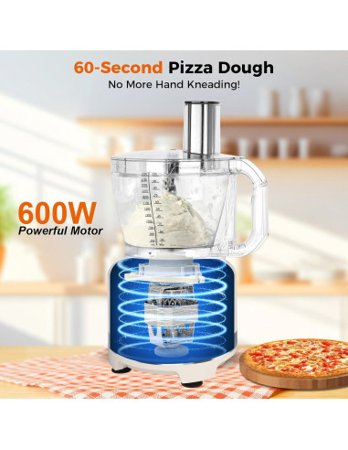 Procesador de Alimentos Homtone 16 Tazas 9 en 1 600W Blanco