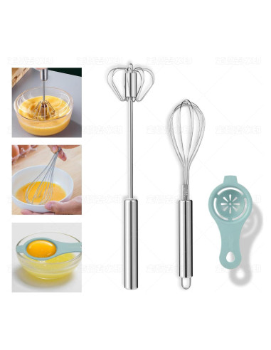 Juego de Batidores de Cocina IQworks - 3 Piezas Acero Inoxidable