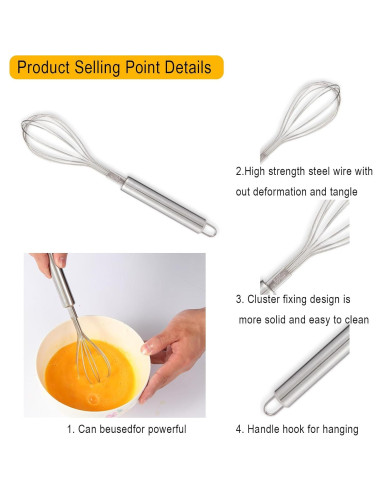 Juego de Batidores de Cocina IQworks - 3 Piezas Acero Inoxidable