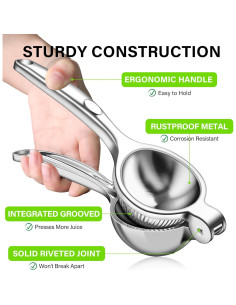 Exprimidor Manual de Limón Vakoo Grande de Metal Anticorrosión 2