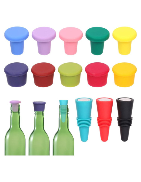 Kit de 13 Tapones de Silicona para Vino Swpeet - Reutilizables