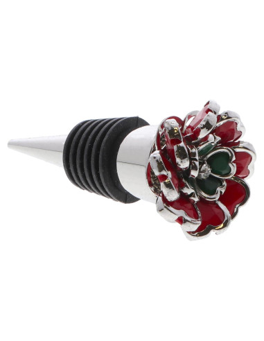 Tapón de Vino Decorativo Servette Home Flor Rojo 7.62 cm