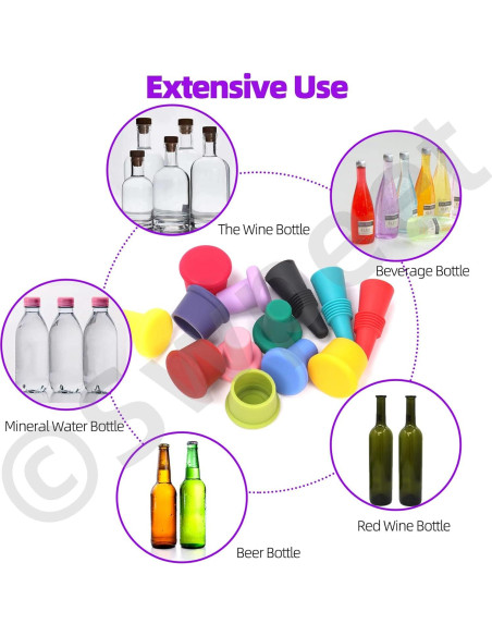 Kit de 13 Tapones de Silicona para Vino Swpeet - Reutilizables