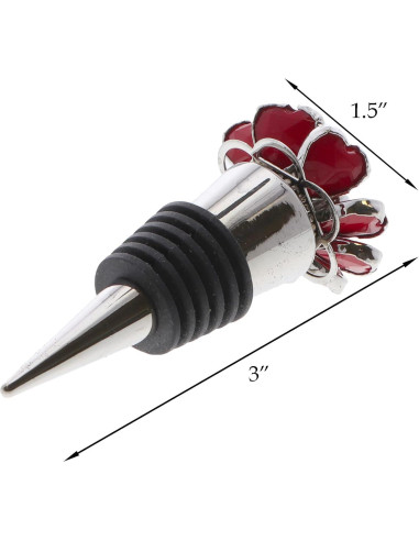Tapón de Vino Decorativo Servette Home Flor Rojo 7.62 cm