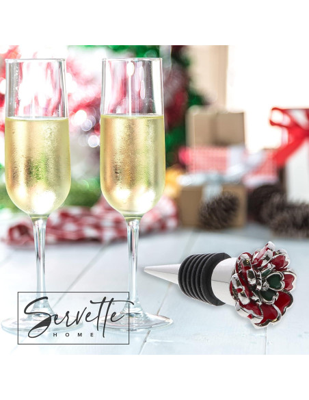 Tapón de Vino Decorativo Servette Home Flor Rojo 7.62 cm Tapón de Vino Decorativo Servette Home Flor Rojo 7.62 cm