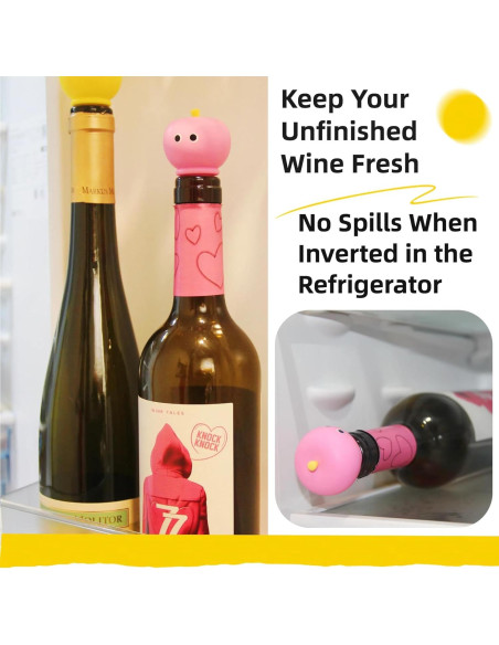 Tapón de Vino de Silicona JCJCJC Rosa Reutilizable y Hermético