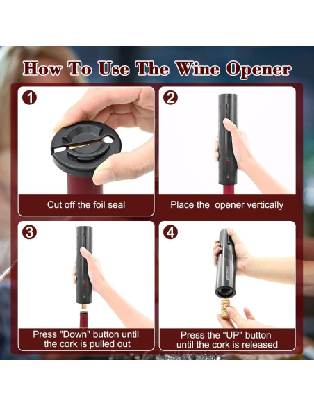 Abridor de Vino Eléctrico DTB TECH Recargable Negro