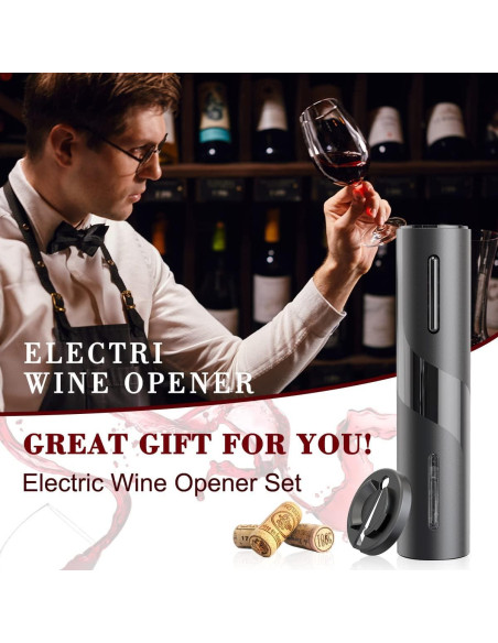 Abridor de Vino Eléctrico DTB TECH Recargable Negro