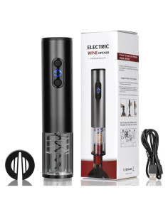 Abridor de vino eléctrico recargable LeadwayTek negro