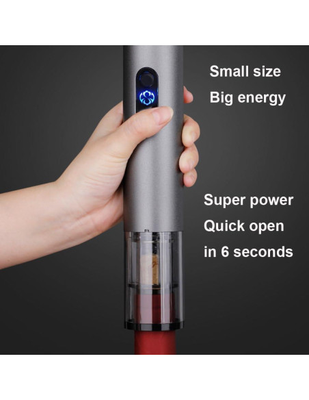 Abridor de vino eléctrico recargable LeadwayTek negro