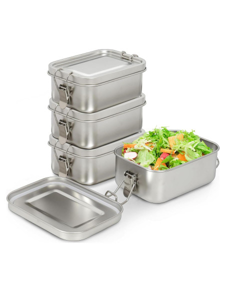 Cajas de Almuerzo Bento de Acero Inoxidable LEEPENK 4 Pcs 550ml
